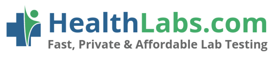 HealthLabs.com logo with tagline: Fast, Private & Affordable Lab Testing